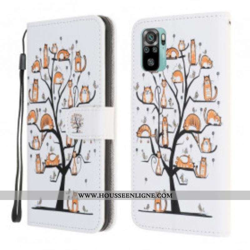 Housse Xiaomi Redmi Note 10/10S/Poco M5s Funky Cats à Lanière