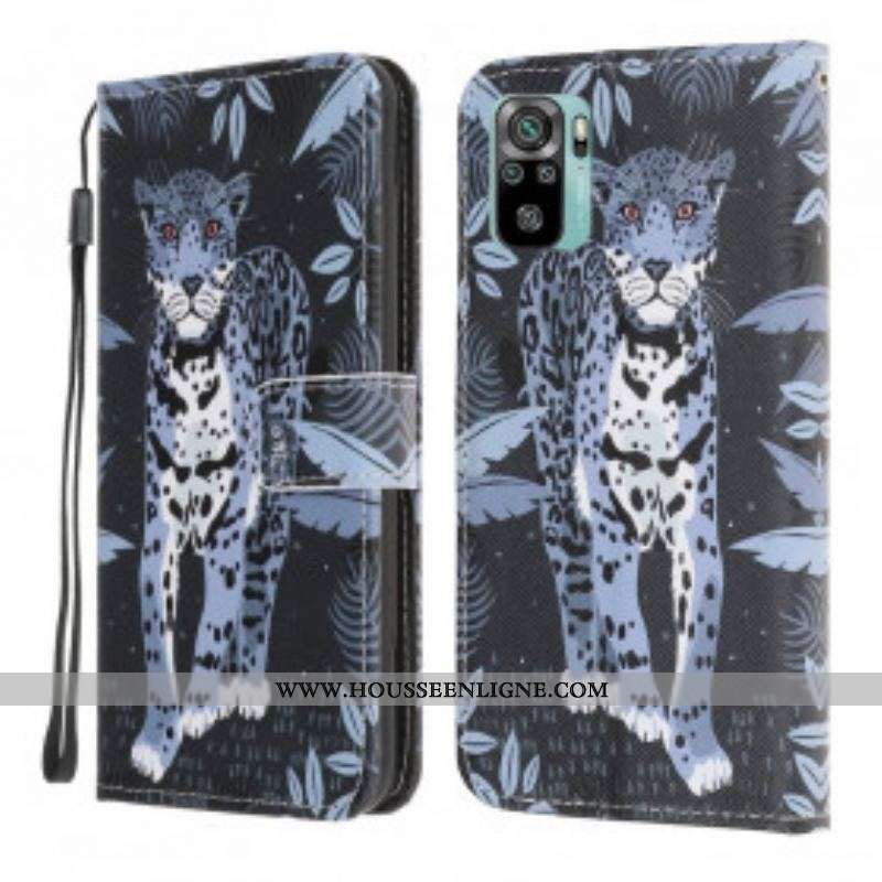 Housse Xiaomi Redmi Note 10/10S/ Poco M5s Léopard à Lanière