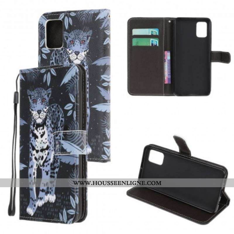Housse Xiaomi Redmi Note 10/10S/ Poco M5s Léopard à Lanière