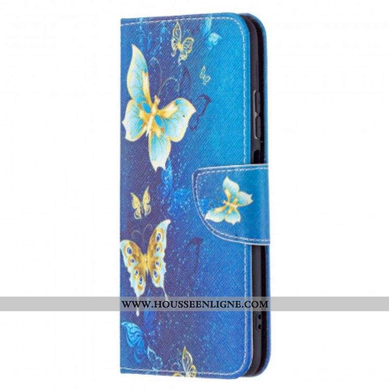Housse Xiaomi Redmi Note 10/10S/Poco M5s Papillons Dorés