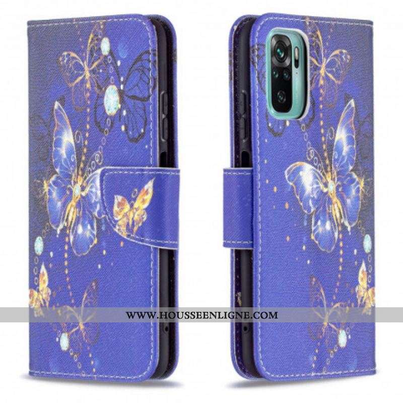 Housse Xiaomi Redmi Note 10/10S/Poco M5s Papillons Dorés