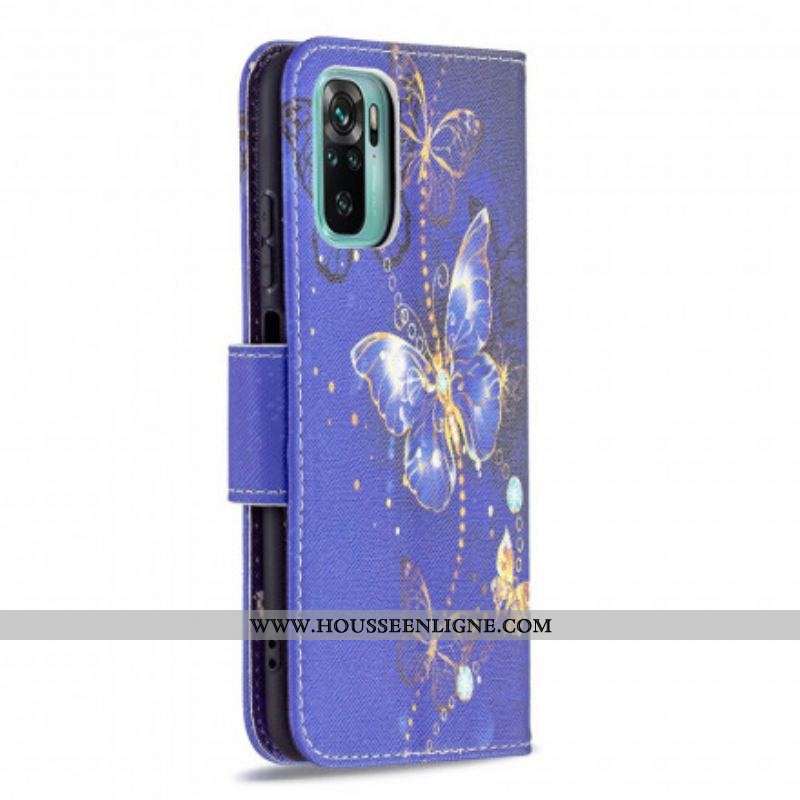 Housse Xiaomi Redmi Note 10/10S/Poco M5s Papillons Dorés