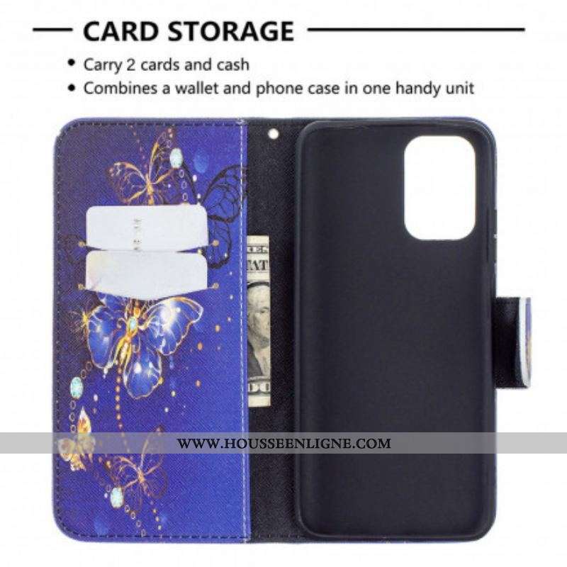 Housse Xiaomi Redmi Note 10/10S/Poco M5s Papillons Dorés