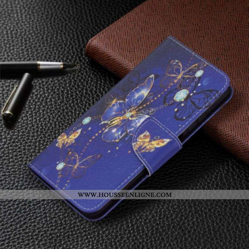 Housse Xiaomi Redmi Note 10/10S/Poco M5s Papillons Dorés