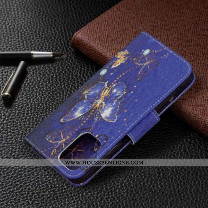 Housse Xiaomi Redmi Note 10/10S/Poco M5s Papillons Dorés