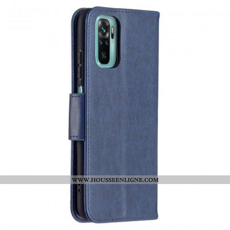Housse Xiaomi Redmi Note 10/10S/Poco M5s Papillons Imprimés à Lanière
