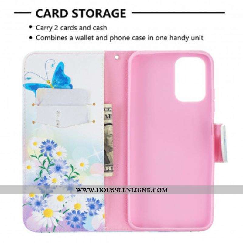 Housse Xiaomi Redmi Note 10/10S/Poco M5s Papillons et Fleurs Peints