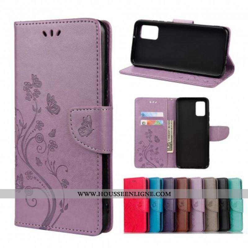 Housse Xiaomi Redmi Note 10/10S/Poco M5s Papillons et Fleurs d'Asie