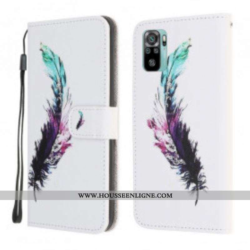 Housse Xiaomi Redmi Note 10/10S/ Poco M5s Plume à Lanière