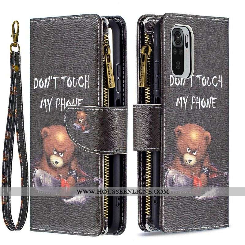 Housse Xiaomi Redmi Note 10/10S/Poco M5s Poche Zippée Ours