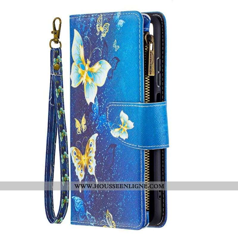 Housse Xiaomi Redmi Note 10/10S/Poco M5s Poche Zippée Papillons