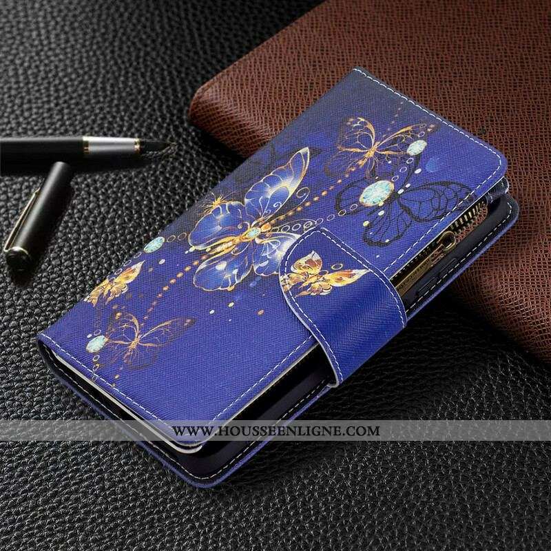 Housse Xiaomi Redmi Note 10/10S/Poco M5s Poche Zippée Papillons