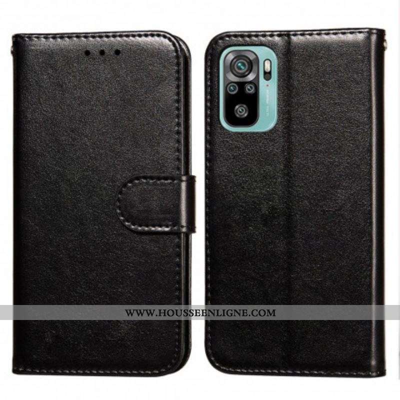 Housse Xiaomi Redmi Note 10/10S/Poco M5s Style Cuir Monochrome