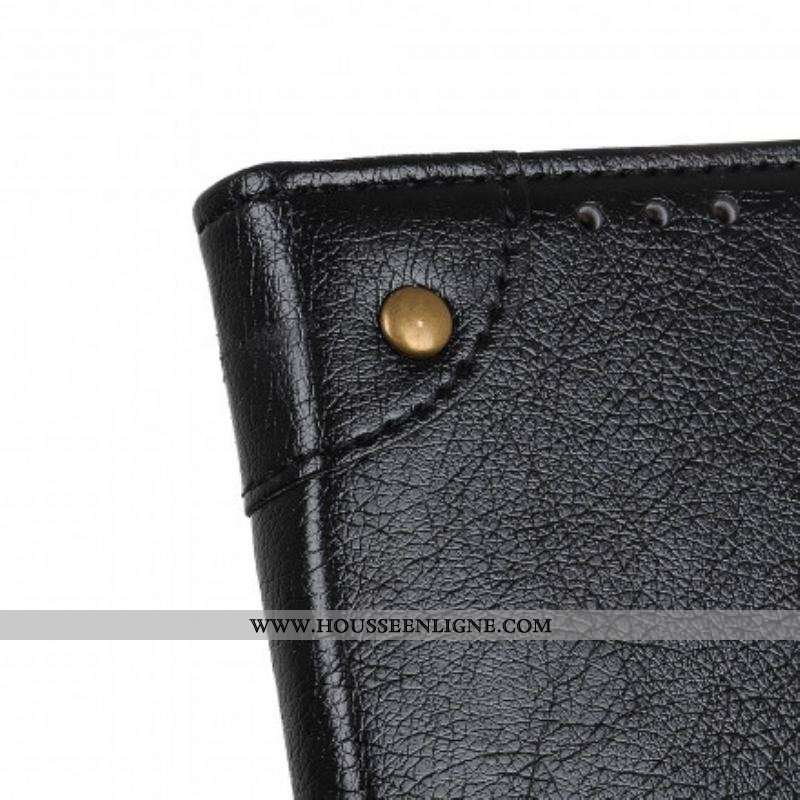 Housse Xiaomi Redmi Note 10/10S/Poco M5s Style Cuir Nappa Rivets Vintage