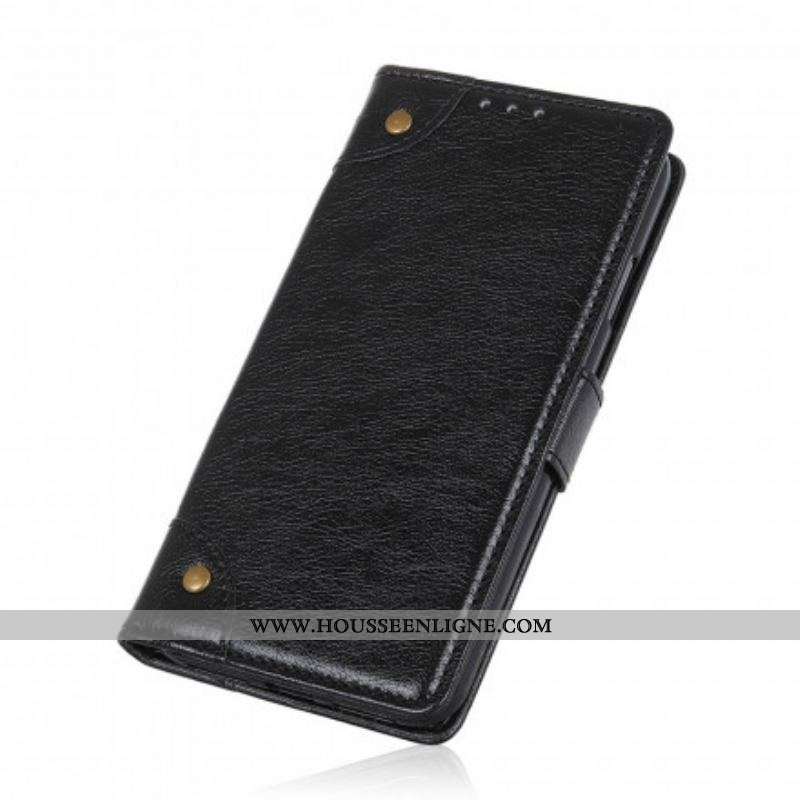 Housse Xiaomi Redmi Note 10/10S/Poco M5s Style Cuir Nappa Rivets Vintage