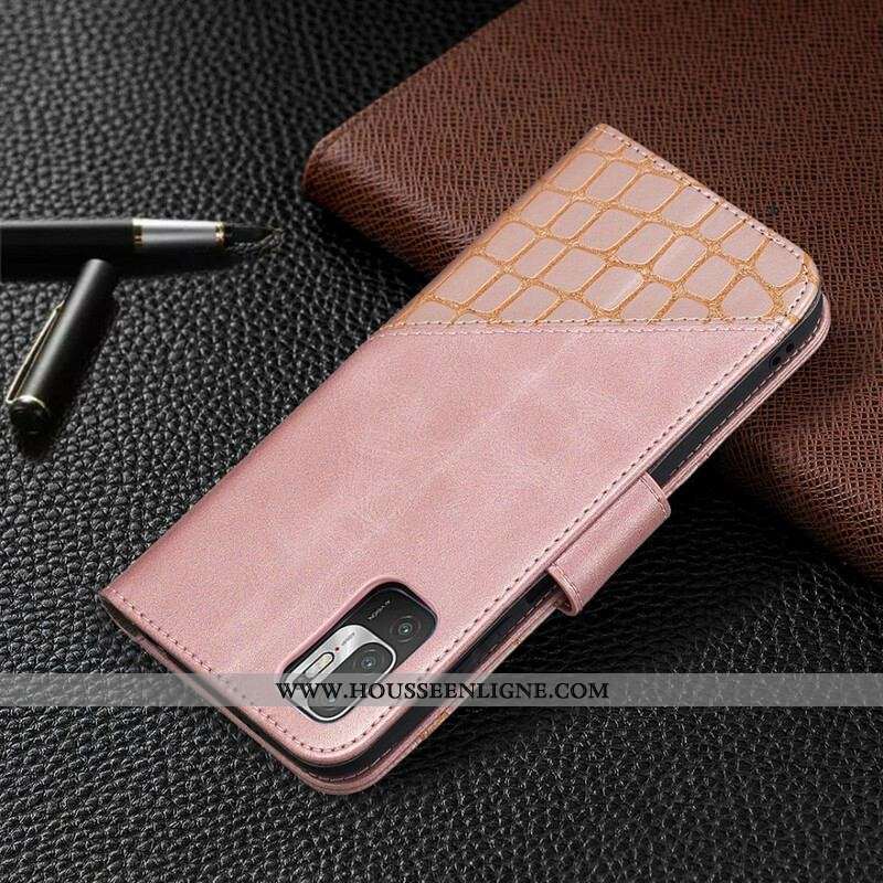 Housse Xiaomi Redmi Note 10 5G / Poco M3 Pro 5G Effet Peau de Crocodile Classique