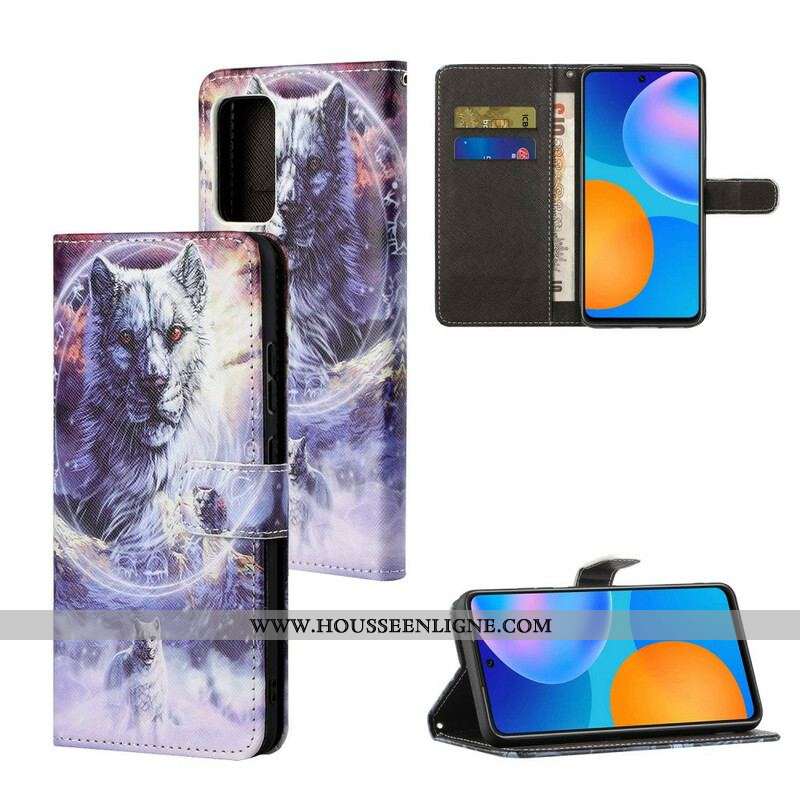 Housse Xiaomi Redmi Note 10 5G / Poco M3 Pro 5G Loup avec Lanière