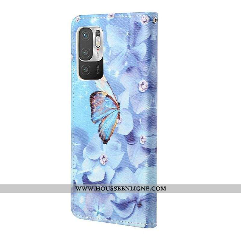 Housse Xiaomi Redmi Note 10 5G / Poco M3 Pro 5G Papillons à Lanière