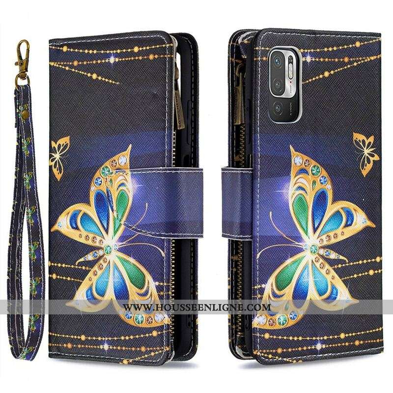 Housse Xiaomi Redmi Note 10 5G / Poco M3 Pro 5G Poche Zippée Papillons