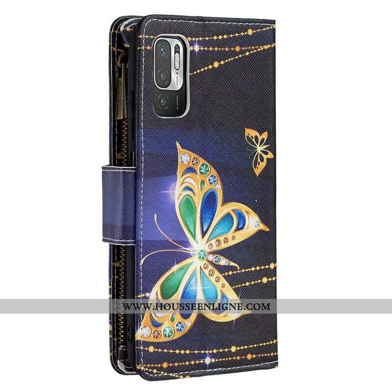 Housse Xiaomi Redmi Note 10 5G / Poco M3 Pro 5G Poche Zippée Papillons