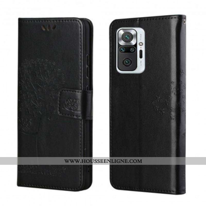 Housse Xiaomi Redmi Note 10 Pro Arbre et Hiboux à Lanière