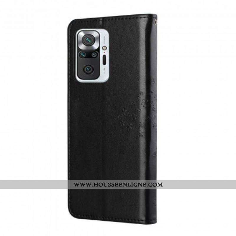 Housse Xiaomi Redmi Note 10 Pro Arbre et Hiboux à Lanière