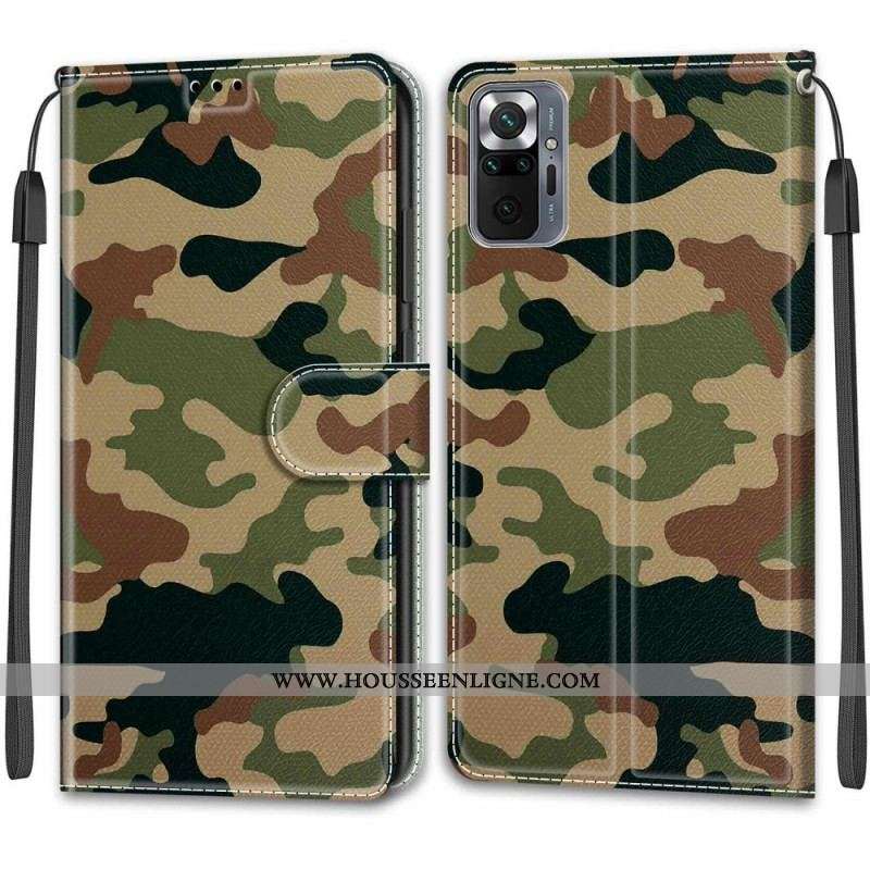 Housse Xiaomi Redmi Note 10 Pro Camouflage Militaire à lanière