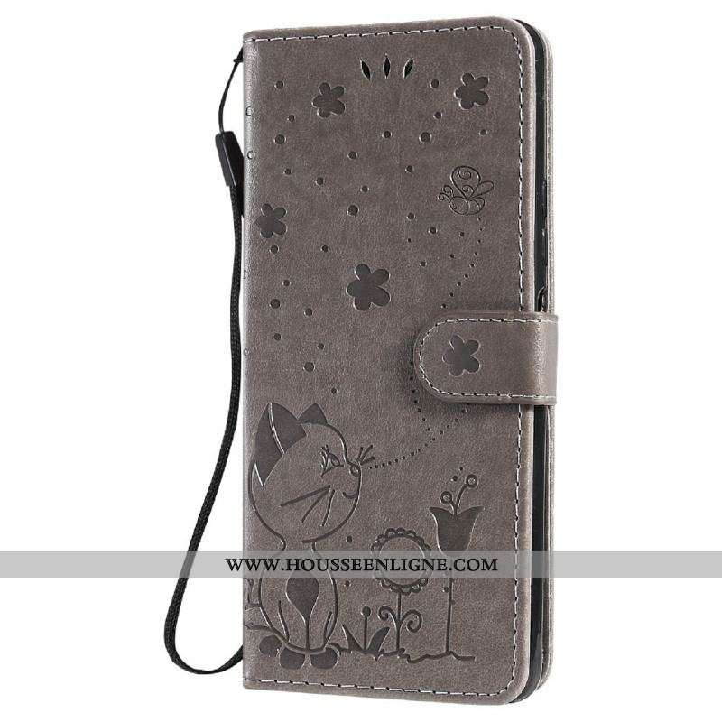 Housse Xiaomi Redmi Note 10 Pro Chat et Abeille à Lanière