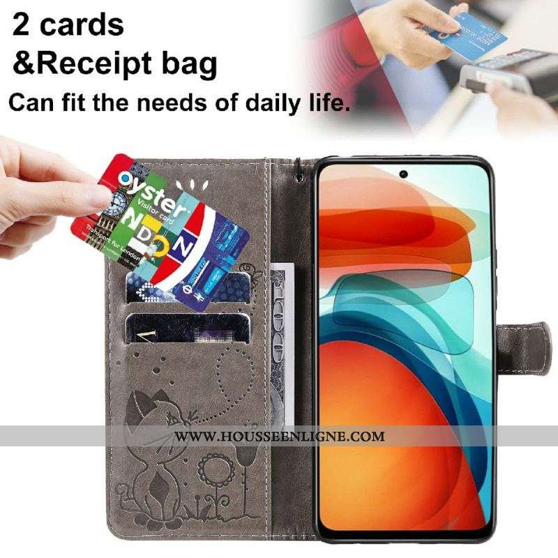 Housse Xiaomi Redmi Note 10 Pro Chat et Abeille à Lanière