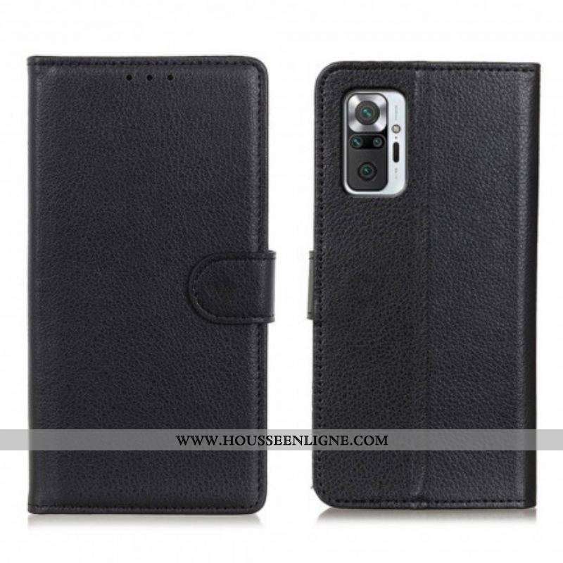Housse Xiaomi Redmi Note 10 Pro Effet Cuir Litchi Premium
