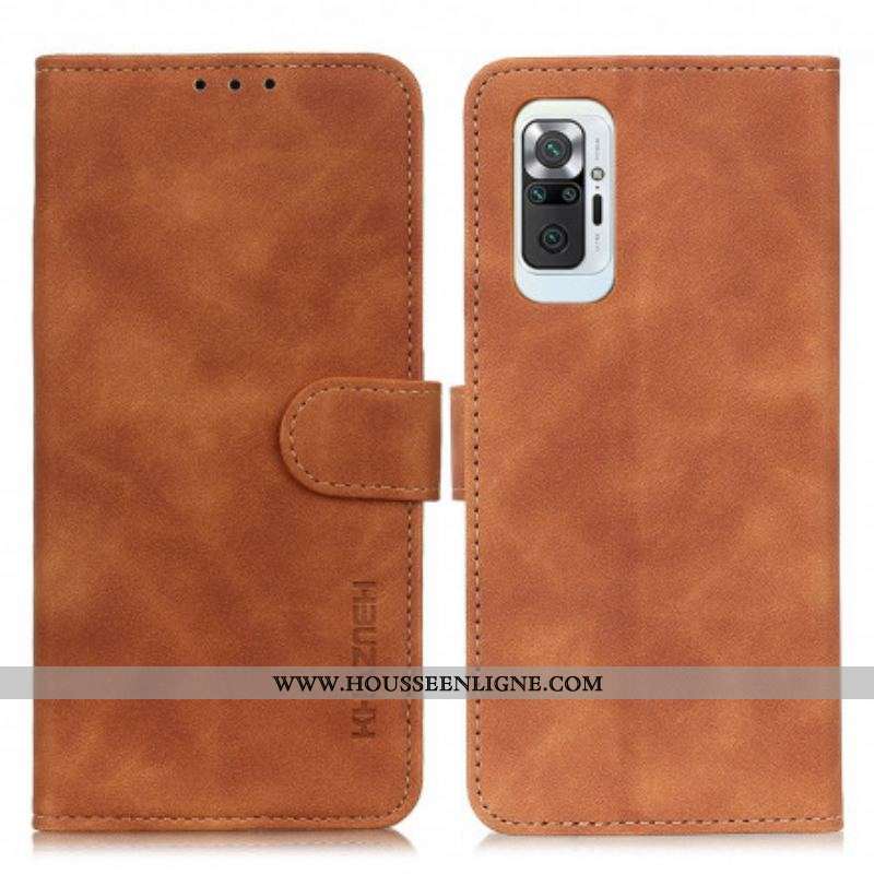 Housse Xiaomi Redmi Note 10 Pro Effet Cuir Vintage KHAZNEH