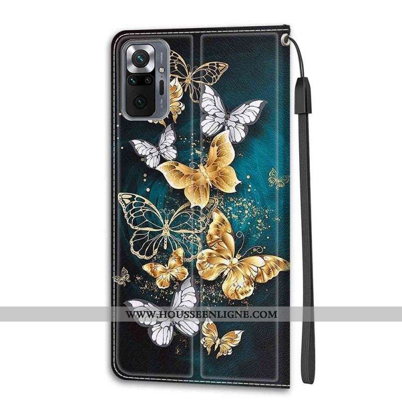 Housse Xiaomi Redmi Note 10 Pro Fan des Papillons à Lanière