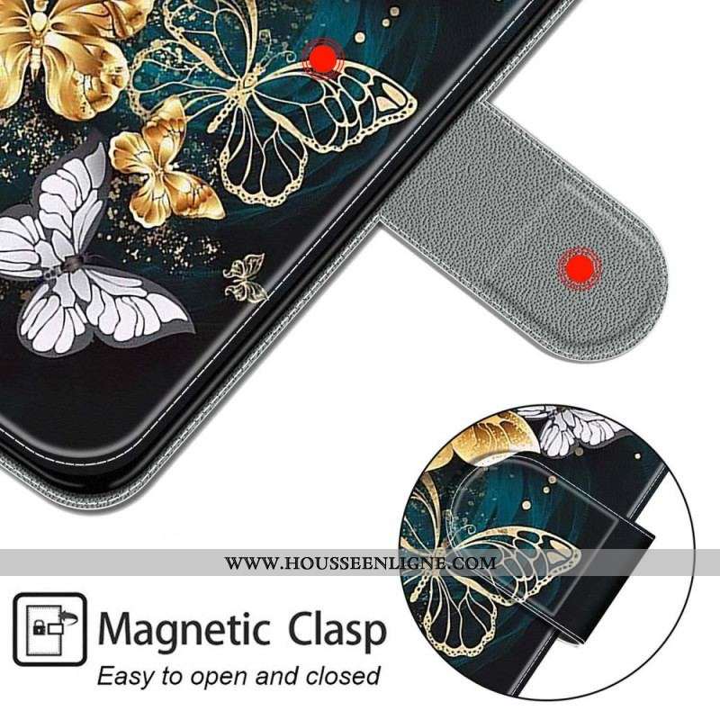 Housse Xiaomi Redmi Note 10 Pro Fan des Papillons à Lanière