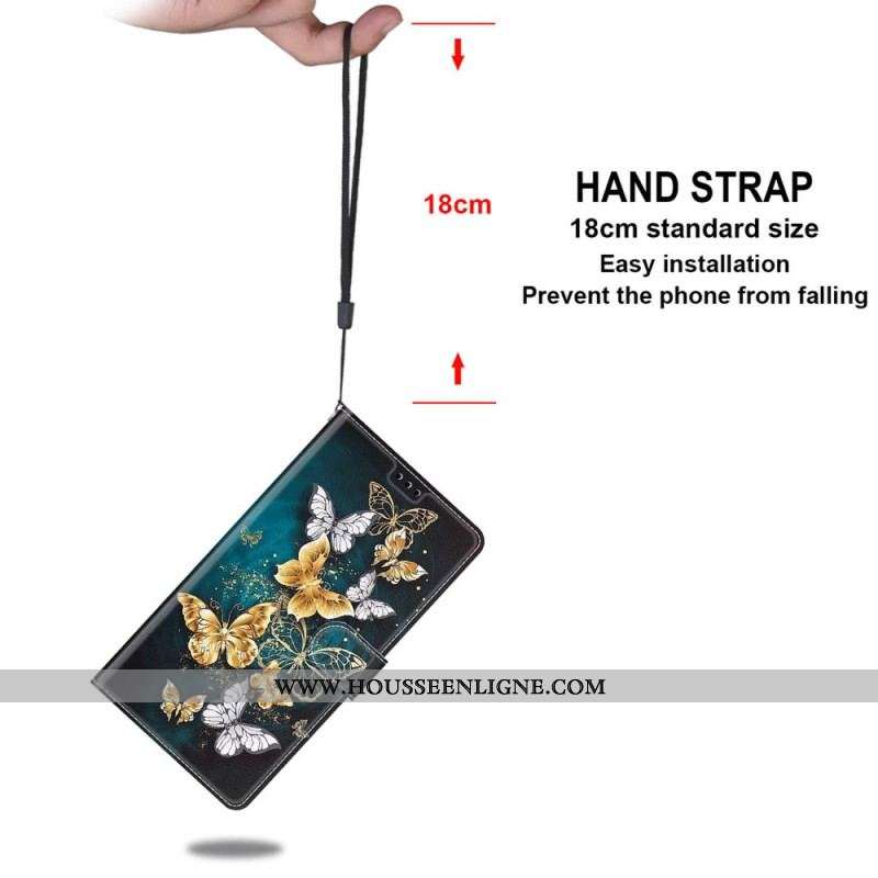 Housse Xiaomi Redmi Note 10 Pro Fan des Papillons à Lanière