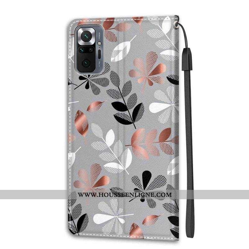 Housse Xiaomi Redmi Note 10 Pro Feuilles avec Lanière