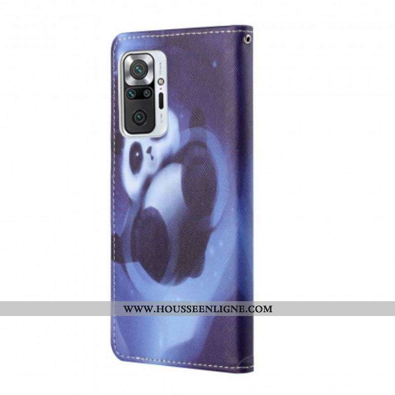 Housse Xiaomi Redmi Note 10 Pro Panda Space à Lanière