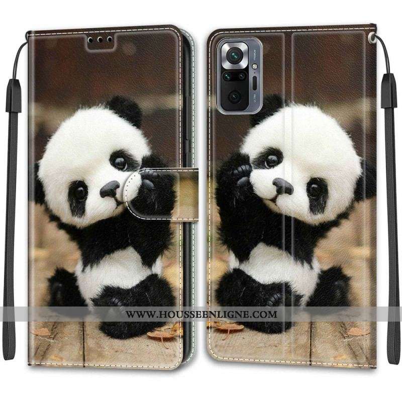 Housse Xiaomi Redmi Note 10 Pro Petit Panda à Lanière