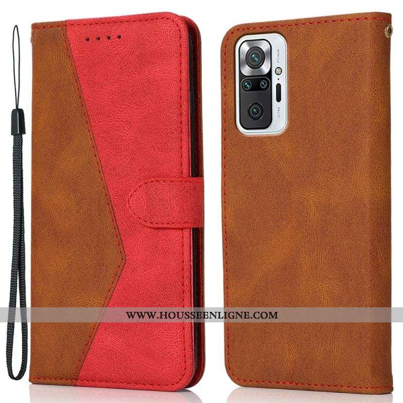 Housse Xiaomi Redmi Note 10 Pro Simili Cuir Bicolore Triangle