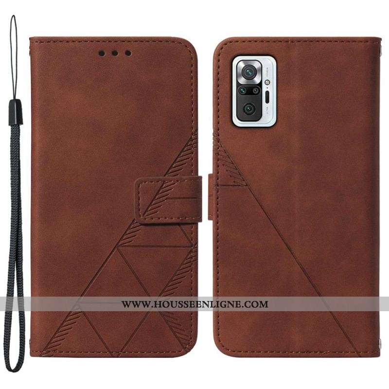 Housse Xiaomi Redmi Note 10 Pro Style Cuir Géométrique à Lanière
