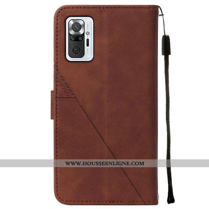 Housse Xiaomi Redmi Note 10 Pro Style Cuir Géométrique à Lanière
