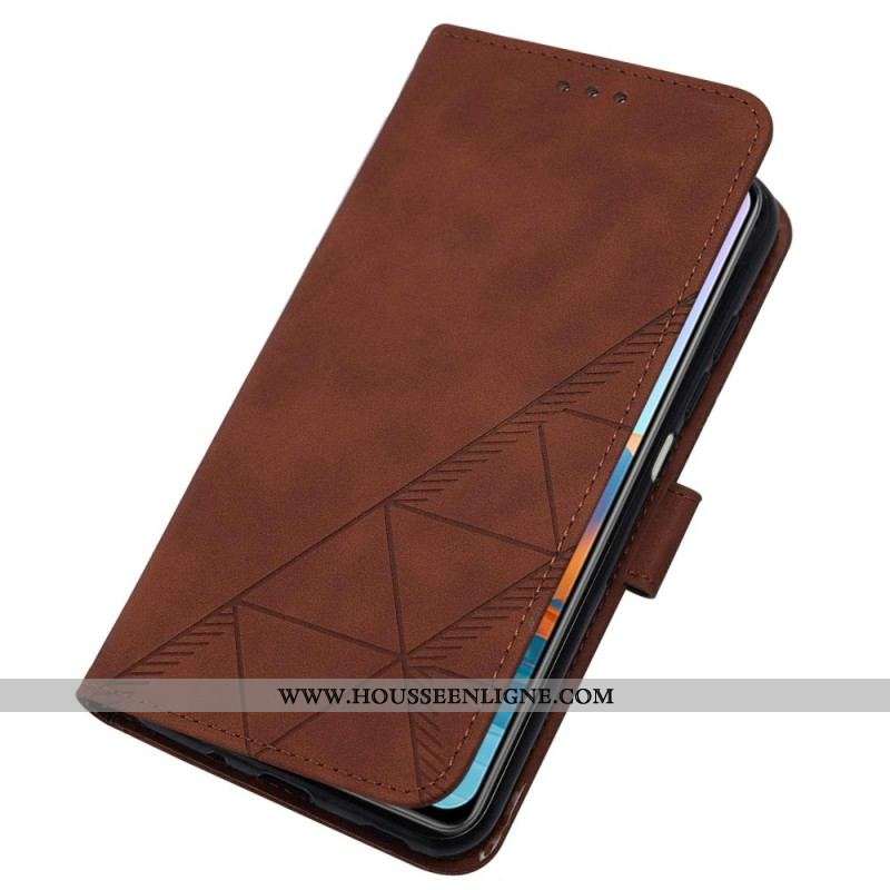 Housse Xiaomi Redmi Note 10 Pro Style Cuir Géométrique à Lanière