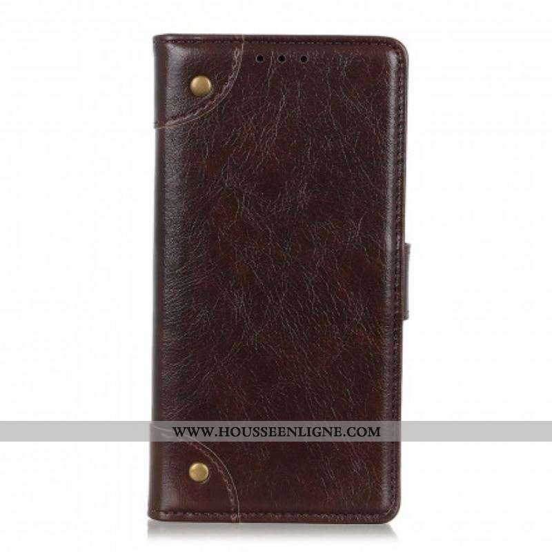 Housse Xiaomi Redmi Note 10 Pro Style Cuir Nappa Rivets Vintage