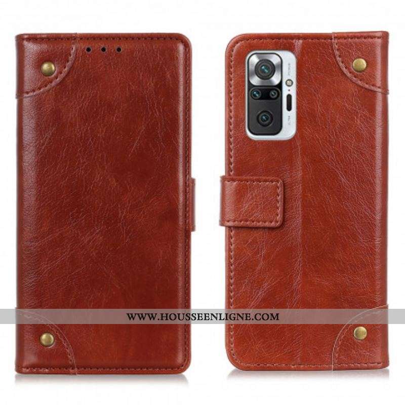 Housse Xiaomi Redmi Note 10 Pro Style Cuir Nappa Rivets Vintage