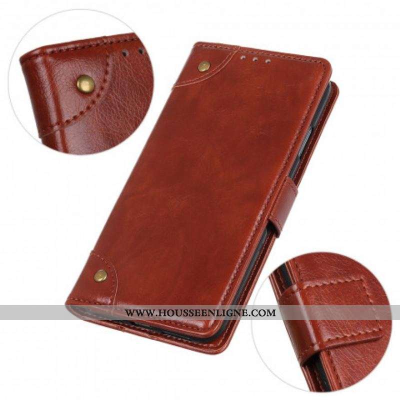 Housse Xiaomi Redmi Note 10 Pro Style Cuir Nappa Rivets Vintage