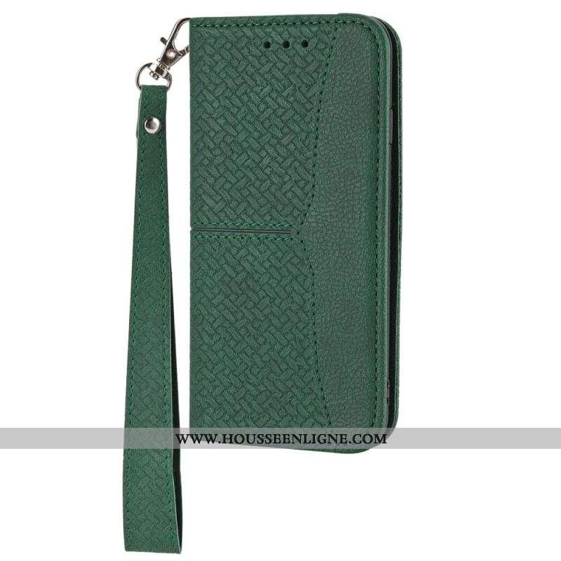 Housse Xiaomi Redmi Note 10 Pro Style Cuir Tissée à Lanière