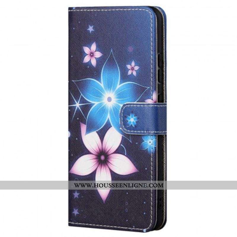 Housse Xiaomi Redmi Note 11 / 11s Fleurs Lunaires à Lanière