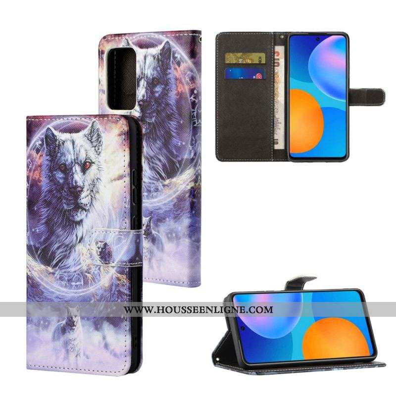 Housse Xiaomi Redmi Note 11 / 11s Loup en Hiver avec Lanière