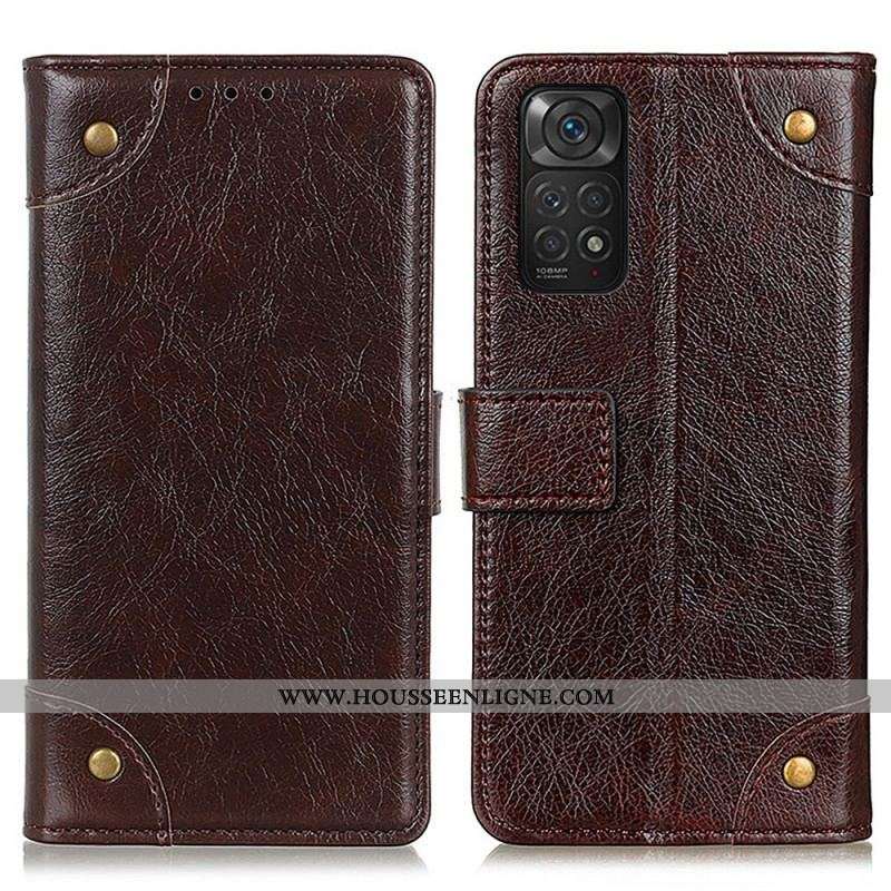 Housse Xiaomi Redmi Note 11 / 11s Style Cuir Nappa Rivets Vintage