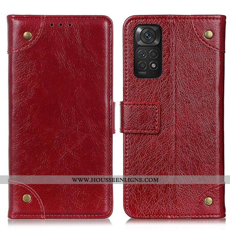 Housse Xiaomi Redmi Note 11 / 11s Style Cuir Nappa Rivets Vintage