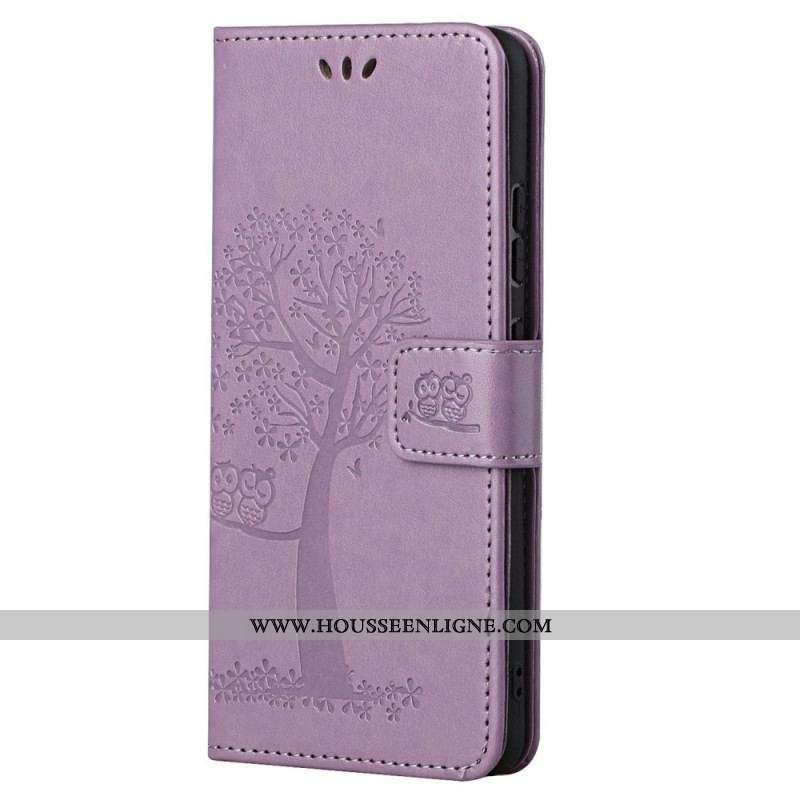 Housse Xiaomi Redmi Note 11 Pro / Note 11 Pro 5G Arbre et Hiboux à Lanière